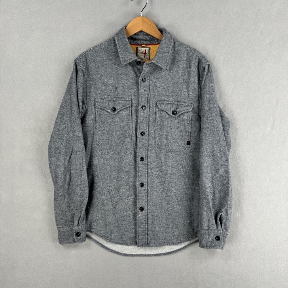 Relwen Shirt Mens Large Gray Wool Blend Lined Long Sleeve Button Up Casual